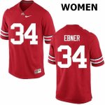 Women's Ohio State Buckeyes #34 Nate Ebner Red Nike NCAA College Football Jersey New Year VWU0144CM